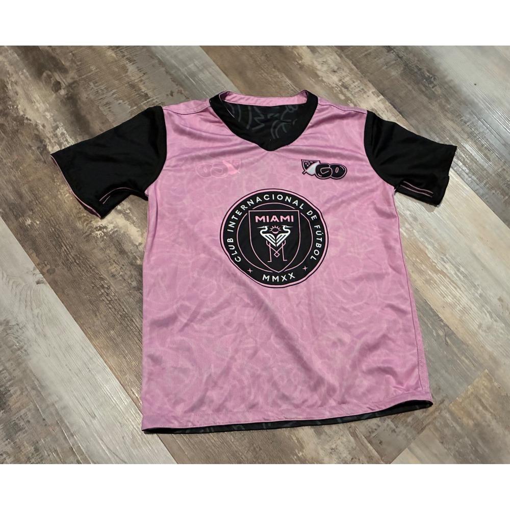 Inter Miami CF MLS GO Youth Soccer Jersey Pink Black Club Internacional Kids YL